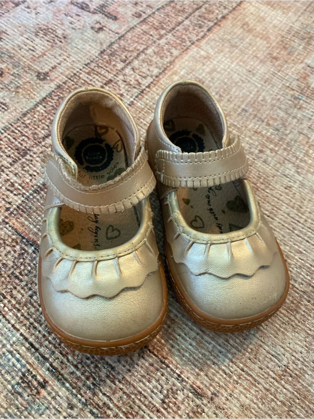 Girls Livie & Luca Metallic Gold Mary Jane Shoes with Velcro Strap